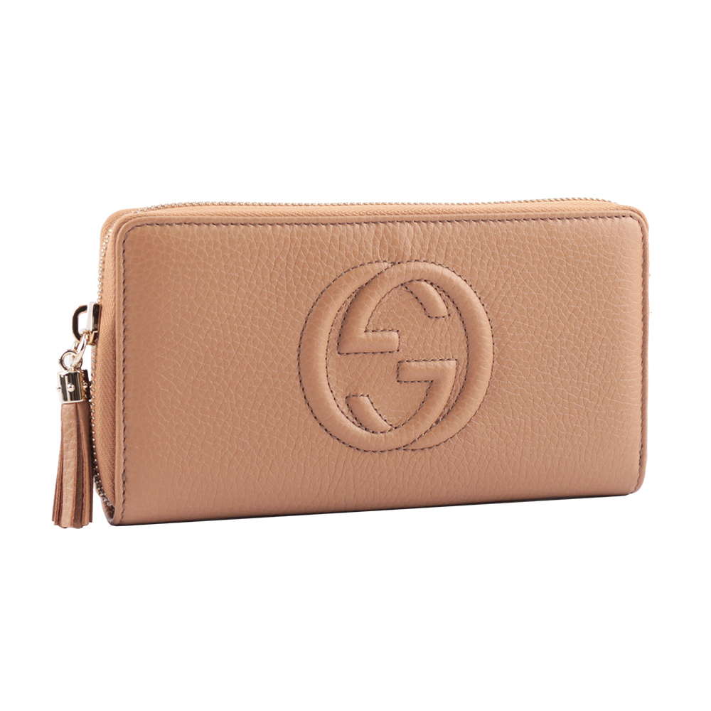 GUCCI SOHO 牛皮ㄇ形拉鍊長夾/裸粉色, , large