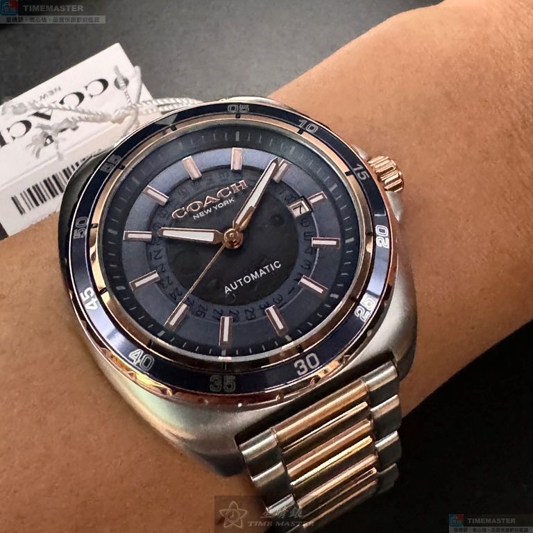 [星晴錶業]COACH手錶,46mm,CH00214寶藍色錶面玫瑰金錶殼金銀相間精鋼錶帶款, , large