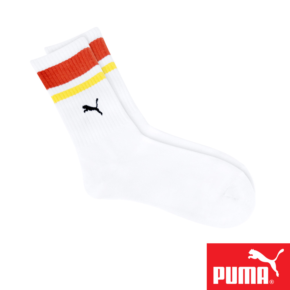 PUMA 男女款中筒襪1雙裝 彪馬 跳豹 男襪 女襪 襪子 運動襪 中筒襪 小腿襪 柔軟 棉質 高彈 耐磨 白紅 黑 白, , large