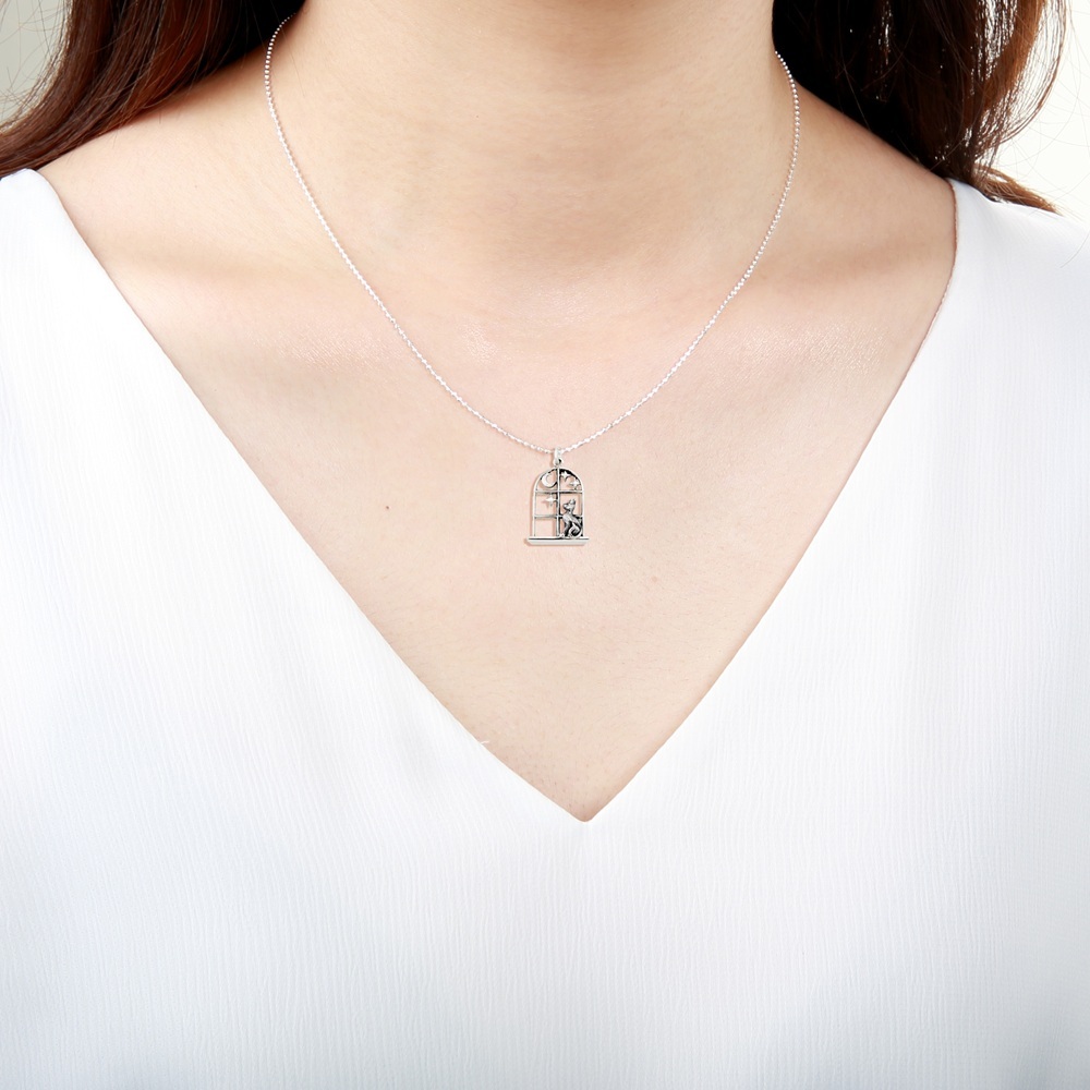 【Angel & Me】貓咪的星空夜 s925 純銀 星星 月亮 項鍊 聖誕禮物, , large