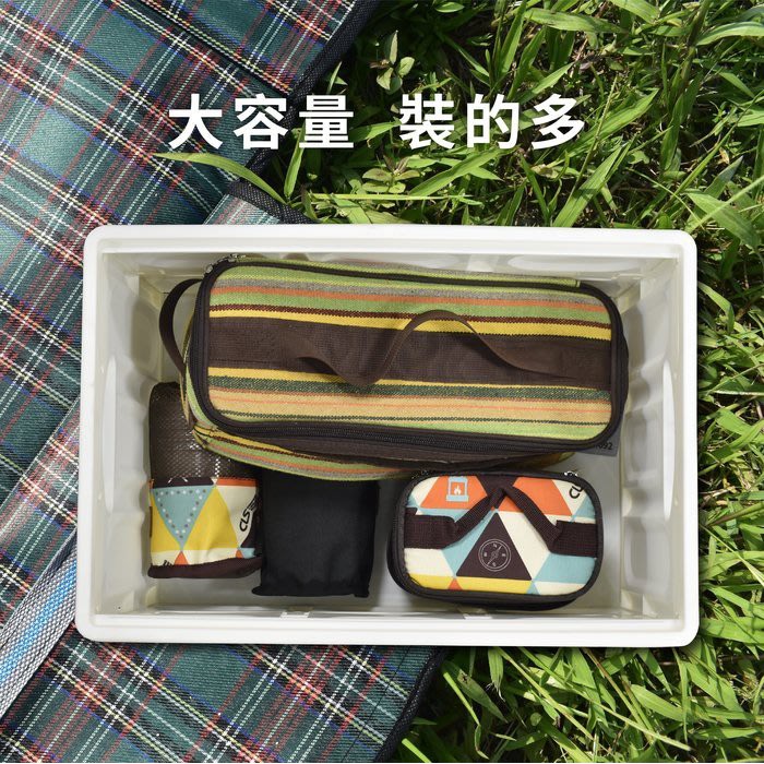 【Treewalker露遊】車載輕便折疊收納箱55L-木蓋  露營置物整理儲物箱 (隨機出貨), , large