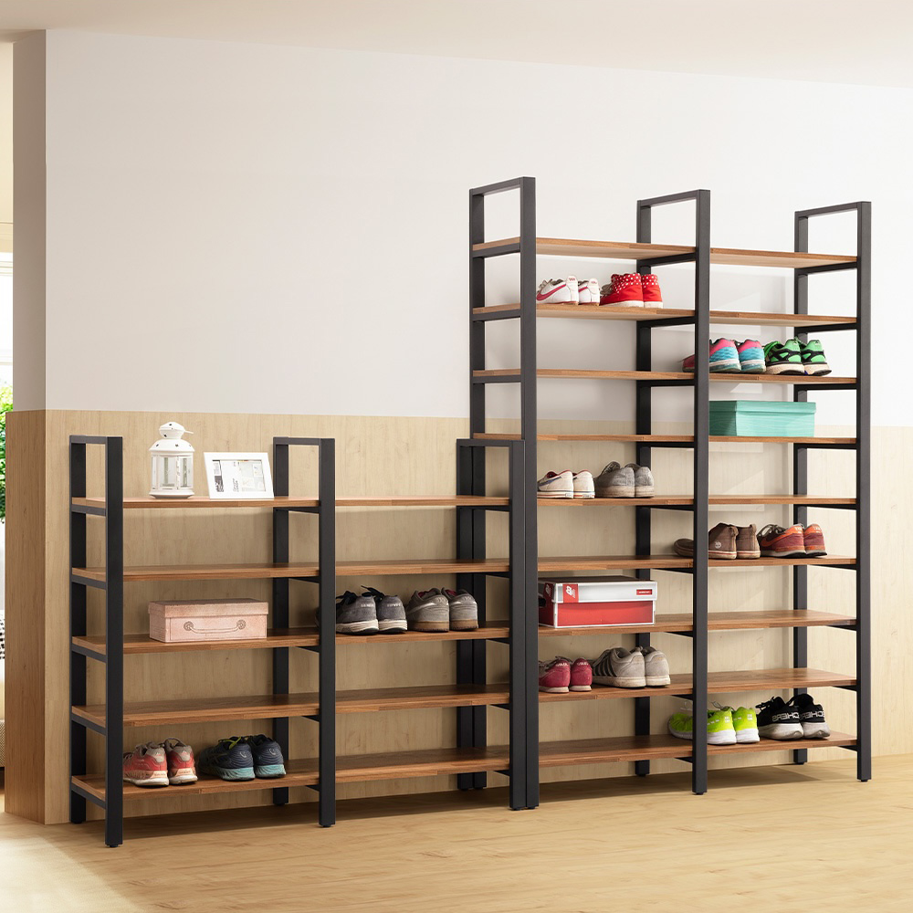 【唯熙傢俱】安迪工業風柚木色4尺高鞋架, , large