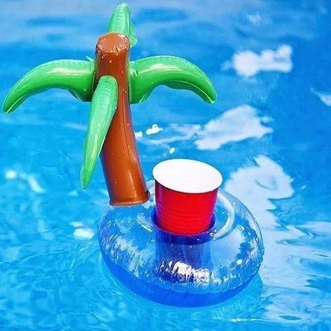 充氣杯架【多款可選】 彩虹雲 甜甜圈 椰子樹 飲料 漂浮 充氣 泳池 派對 水上 裝飾 漂浮飲料架 彩虹 雲朵 足球 杯架, , large