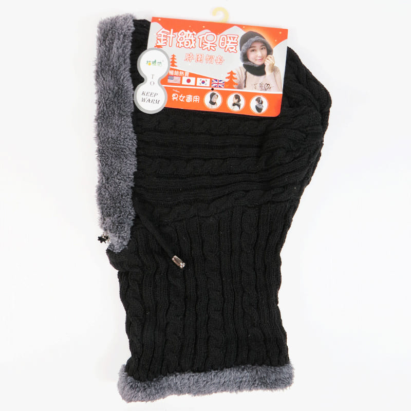 0360樂企鵝刷毛保暖圍脖帽套-混色, , large