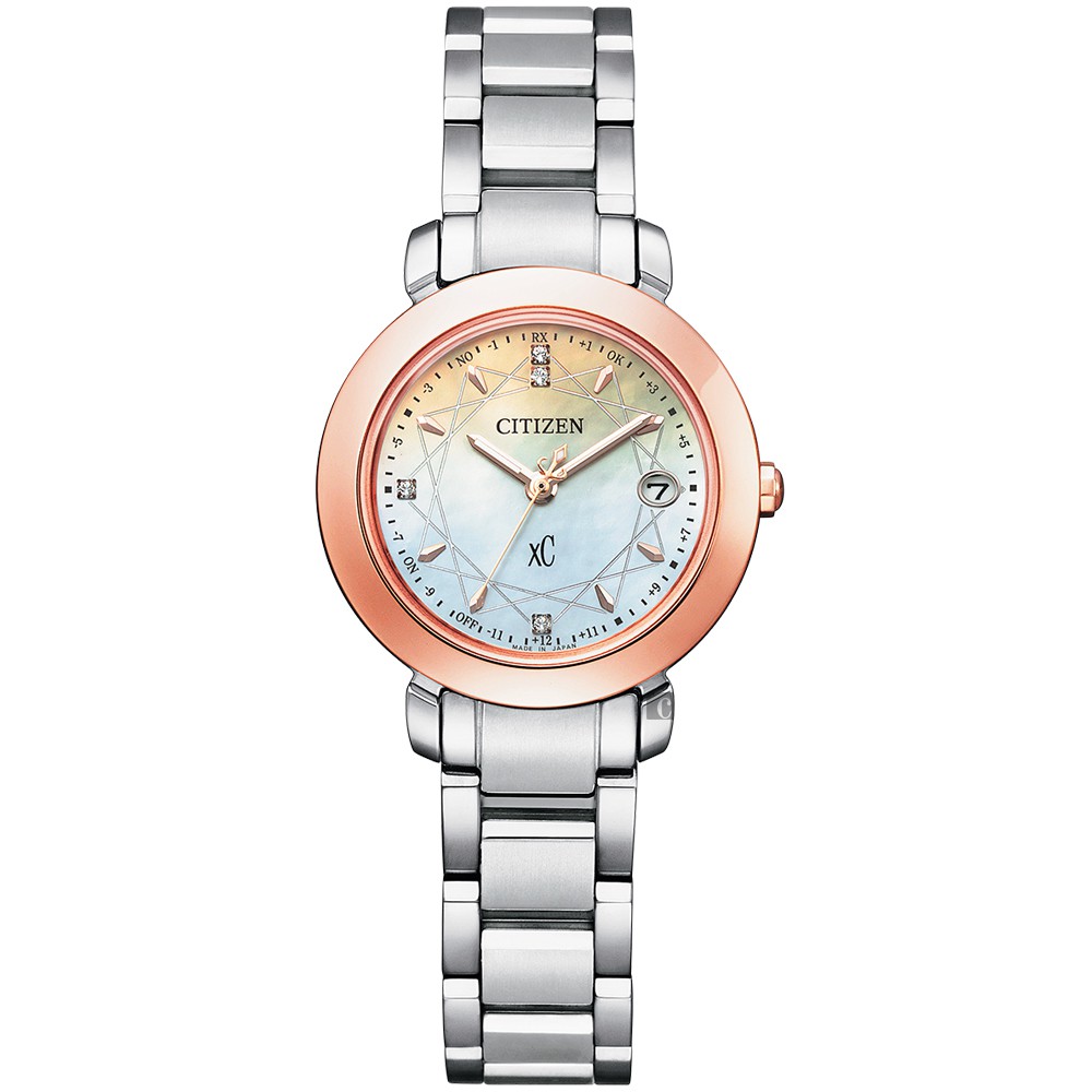 CITIZEN 星辰 XC 限量真鑽鈦金屬光動能電波女錶-27mm ES9446-54X, , large