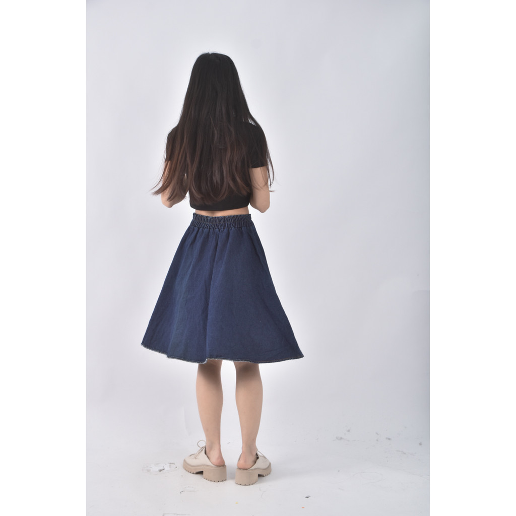 (Ｓ) 丹寧牛仔收腰藍色短裙二手衣, , large