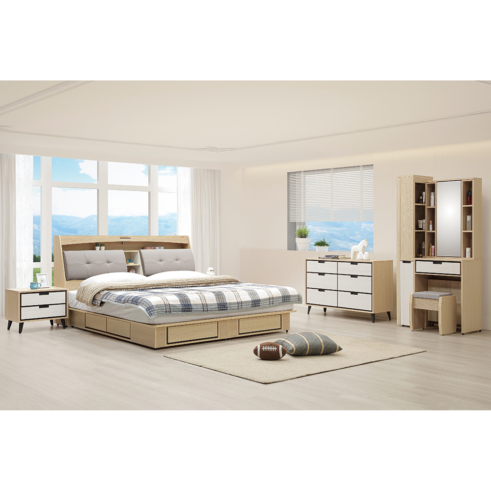 【唯熙傢俱】雷莎原木色6尺床頭箱, , large