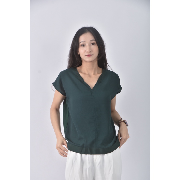 (S) mentor韓牌質感綠色短袖上衣二手衣, , large