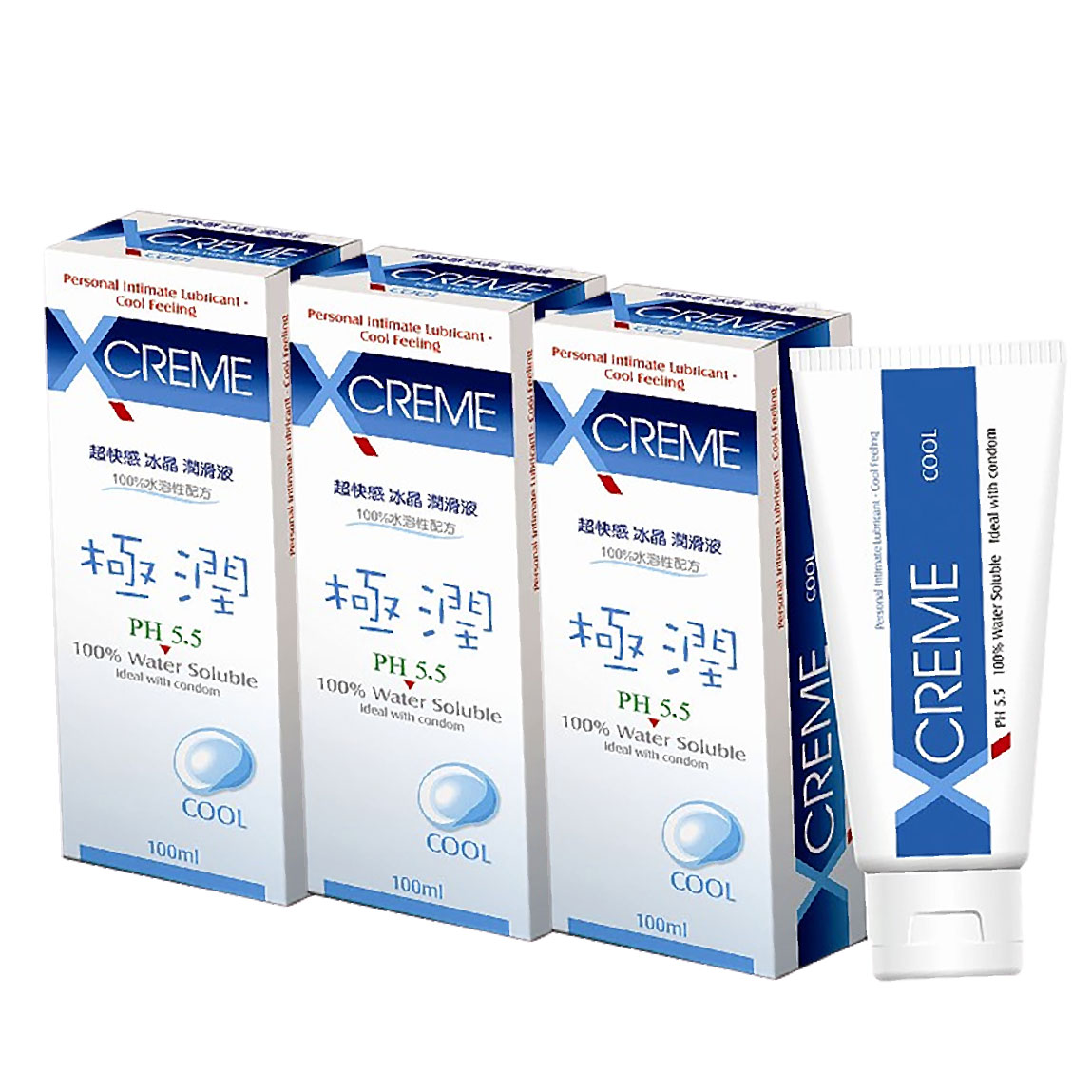 【XCREME超快感】三瓶冰晶潤滑液 100ml 冰炫順暢, , large
