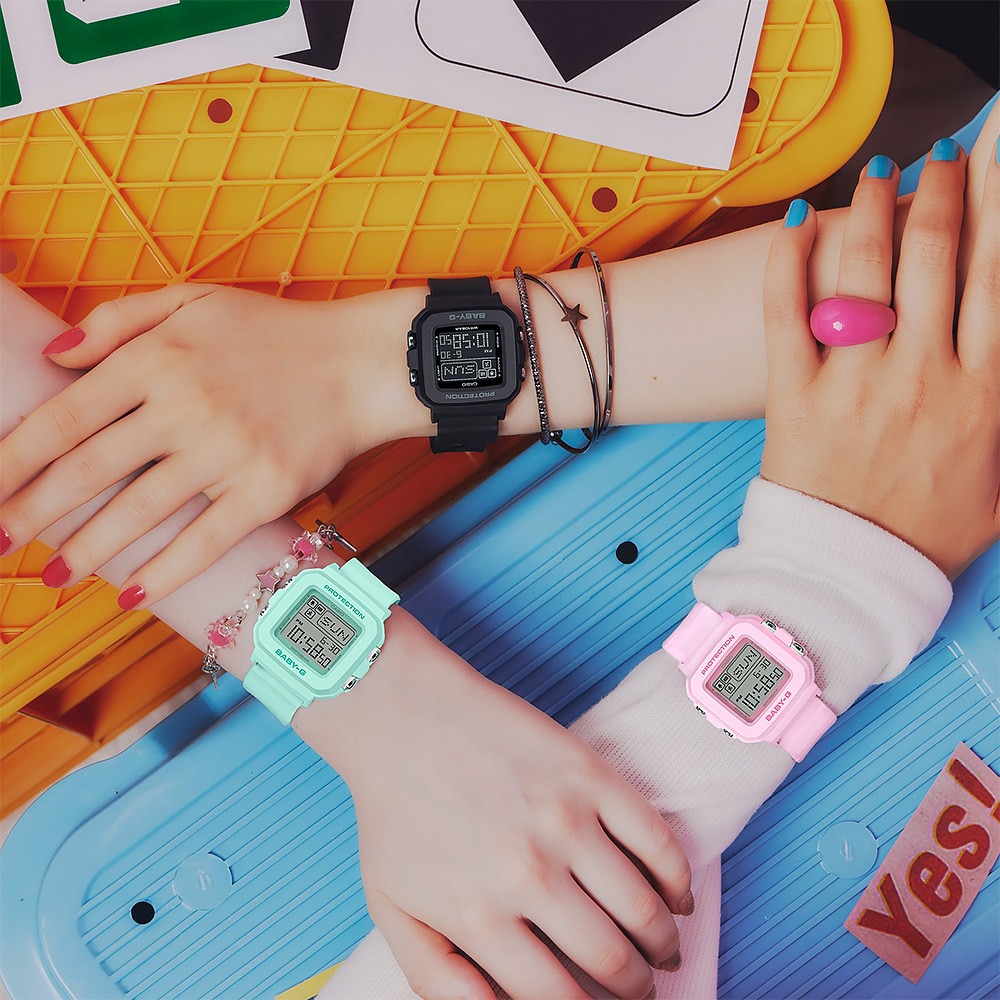 CASIO 卡西歐 BABY-G 單色像素動畫數位手錶-黑 BGD-10-1, , large