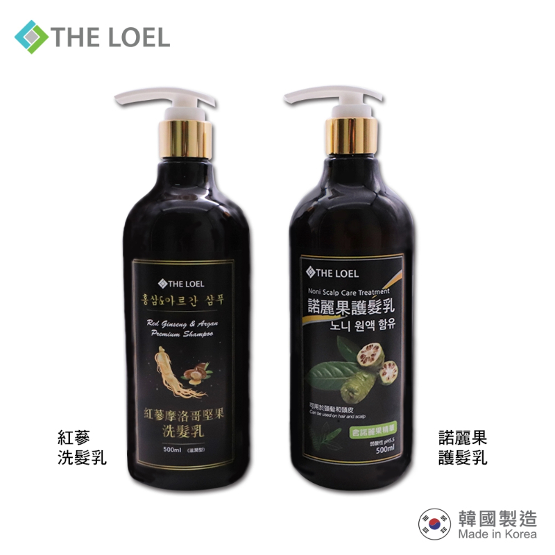 THE LOEL Red Ginseng & Argan Premium Shampoo 500ml+Noni Scalp Care Treatment 500ml, , large