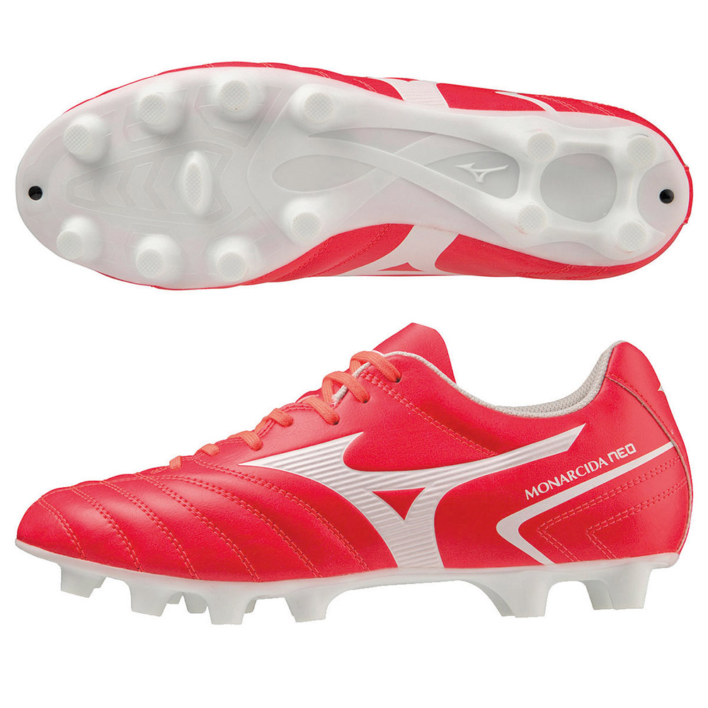 [秉宸] MIZUNO MONARCIDA NEO II 兒童足球釘鞋 紅白 釘鞋 P1GB232564 23FWO, , large