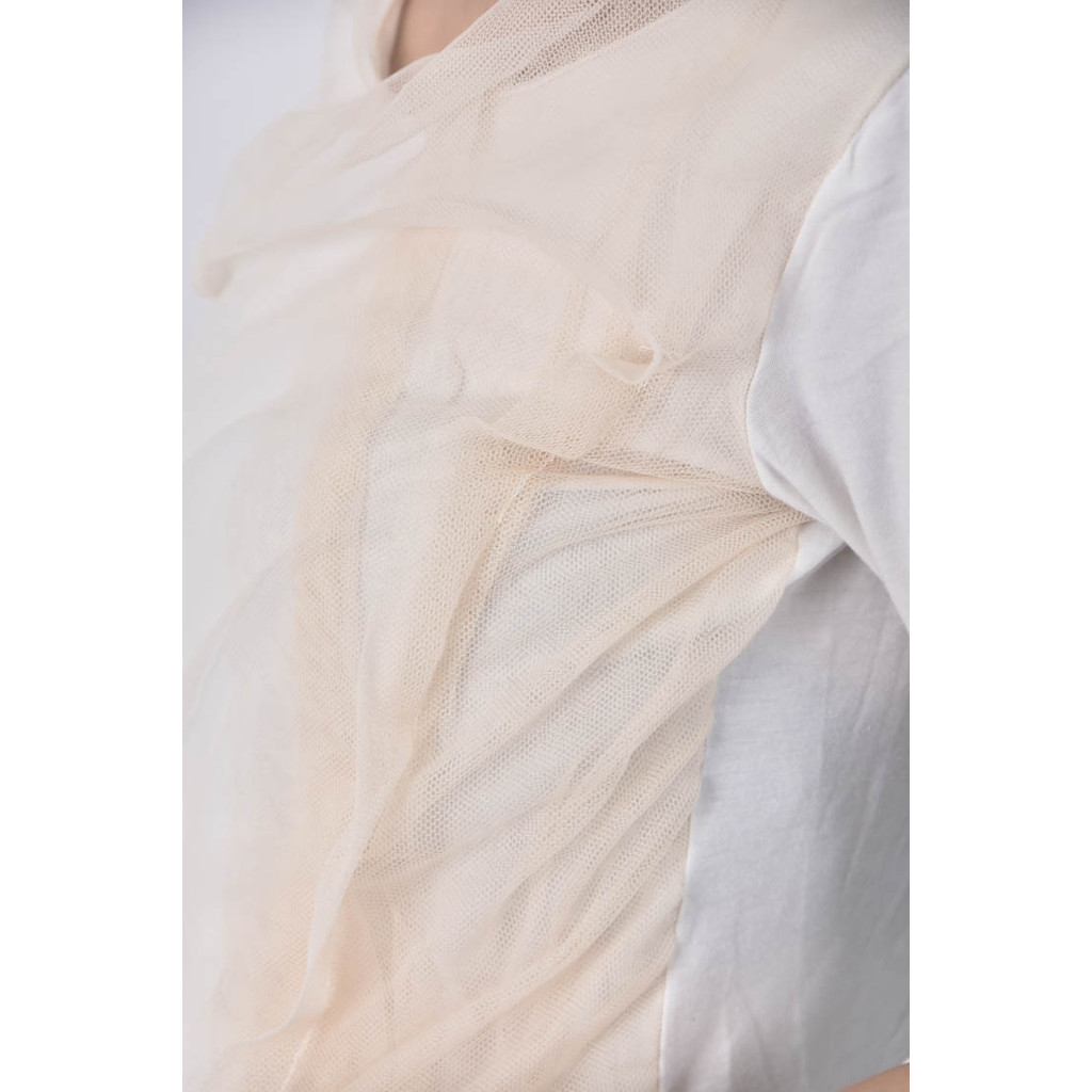 (S) 透紗白色長袖上衣二手衣, , large