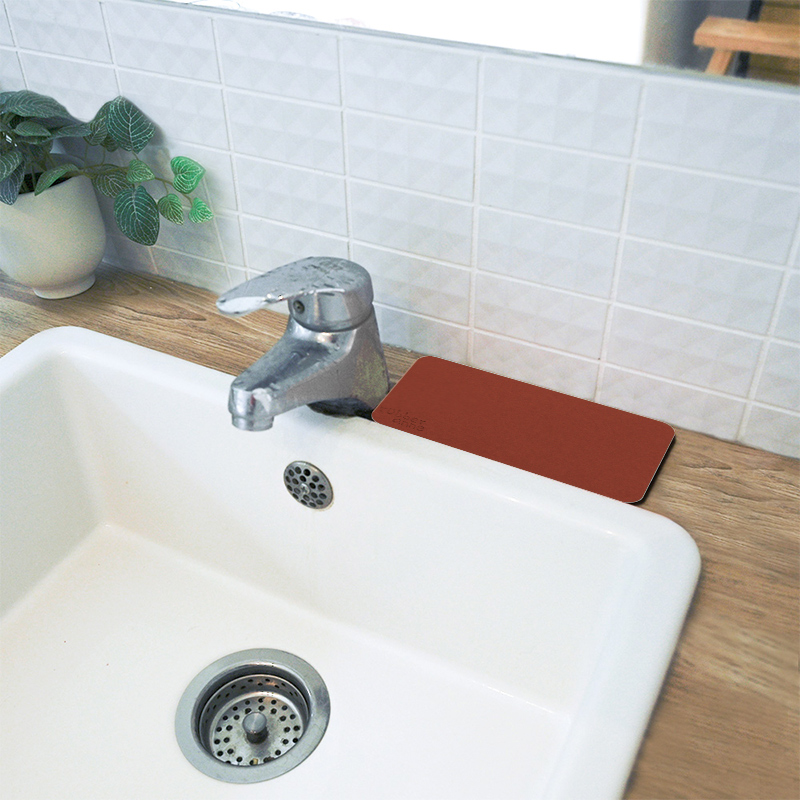 【Monster】 Soft Diatomaceous Earth Washbasin Absorbent Mat (19x10cm) – Exotic Rose, , large