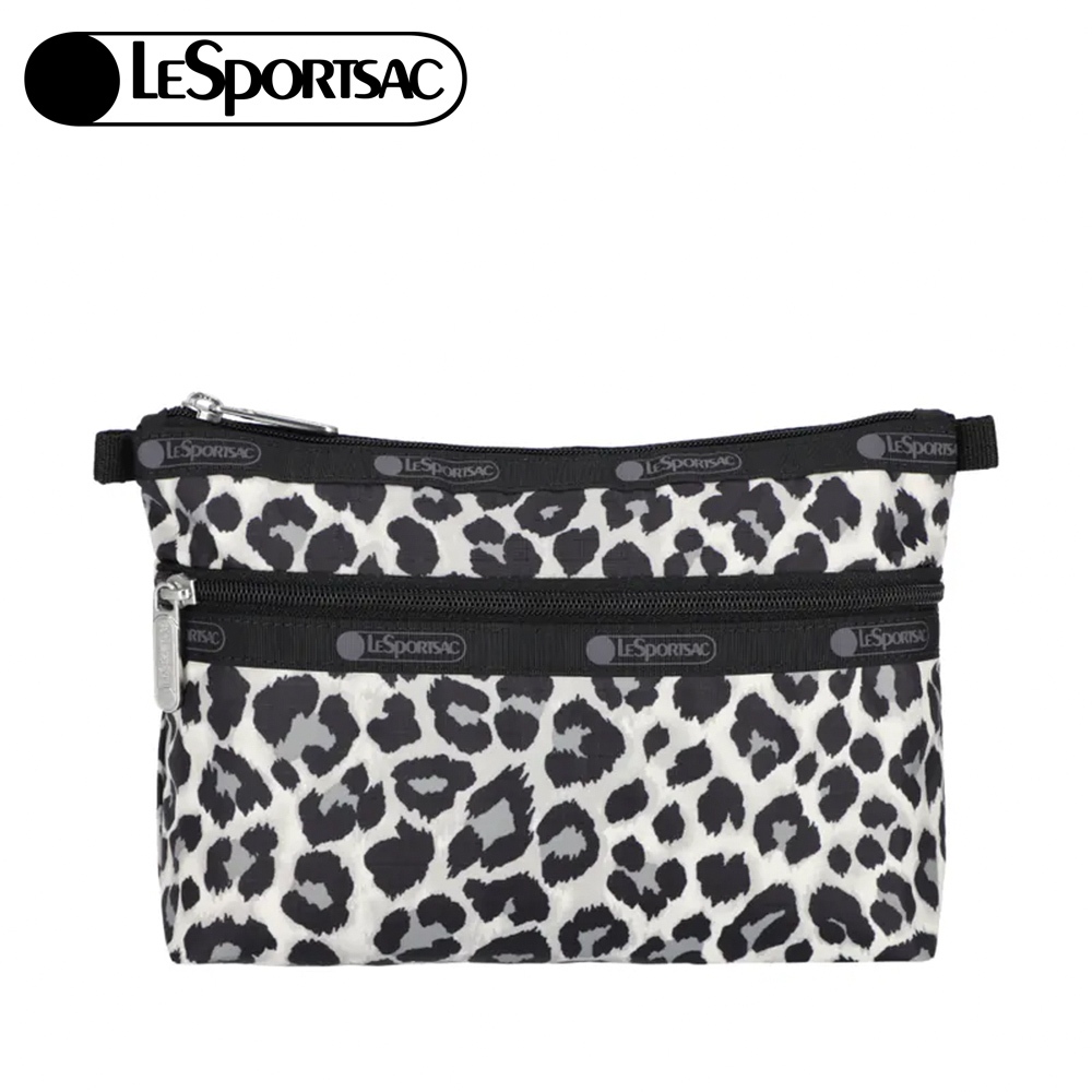 |快速出貨|Lesportsac Cosmetic Clutch 雙層拉鍊收納化妝包 送禮-柔影豹紋, , large