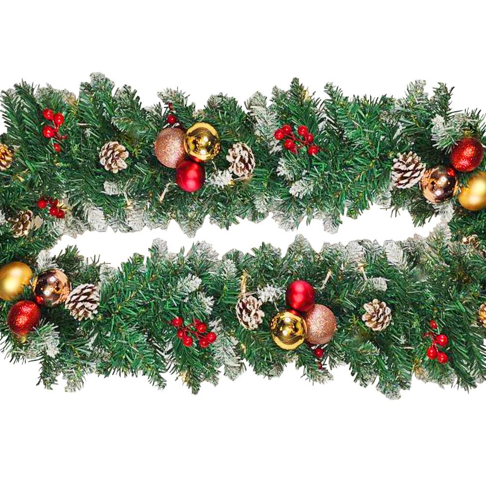 摩達客9尺/270cm刷白松果紅果裝飾樹藤條+優雅紅繽金電鍍球裝飾-免組裝/可彎曲調整_可掛門邊/窗邊/牆沿_本島免運費, , large