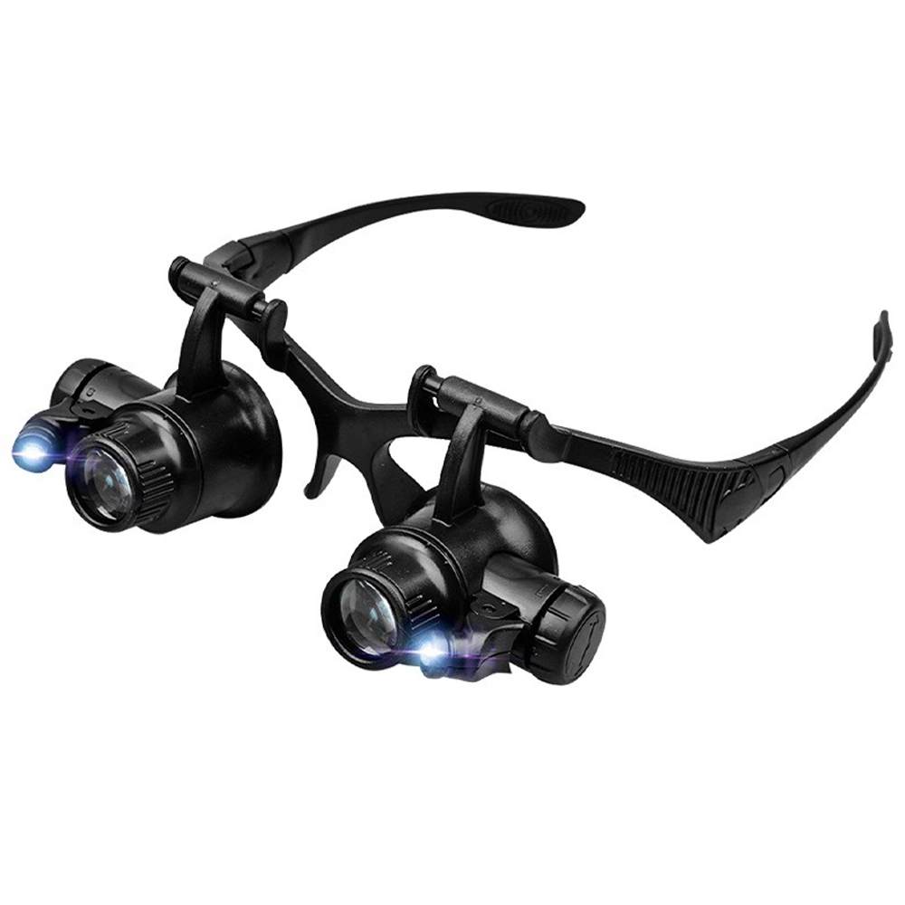 【SV61358】LED鏡頭戴式 放大鏡 帶燈雙目鏡維修 鑒定DIY 工具 珠寶 雙頭帶10/15/20/25倍, , large