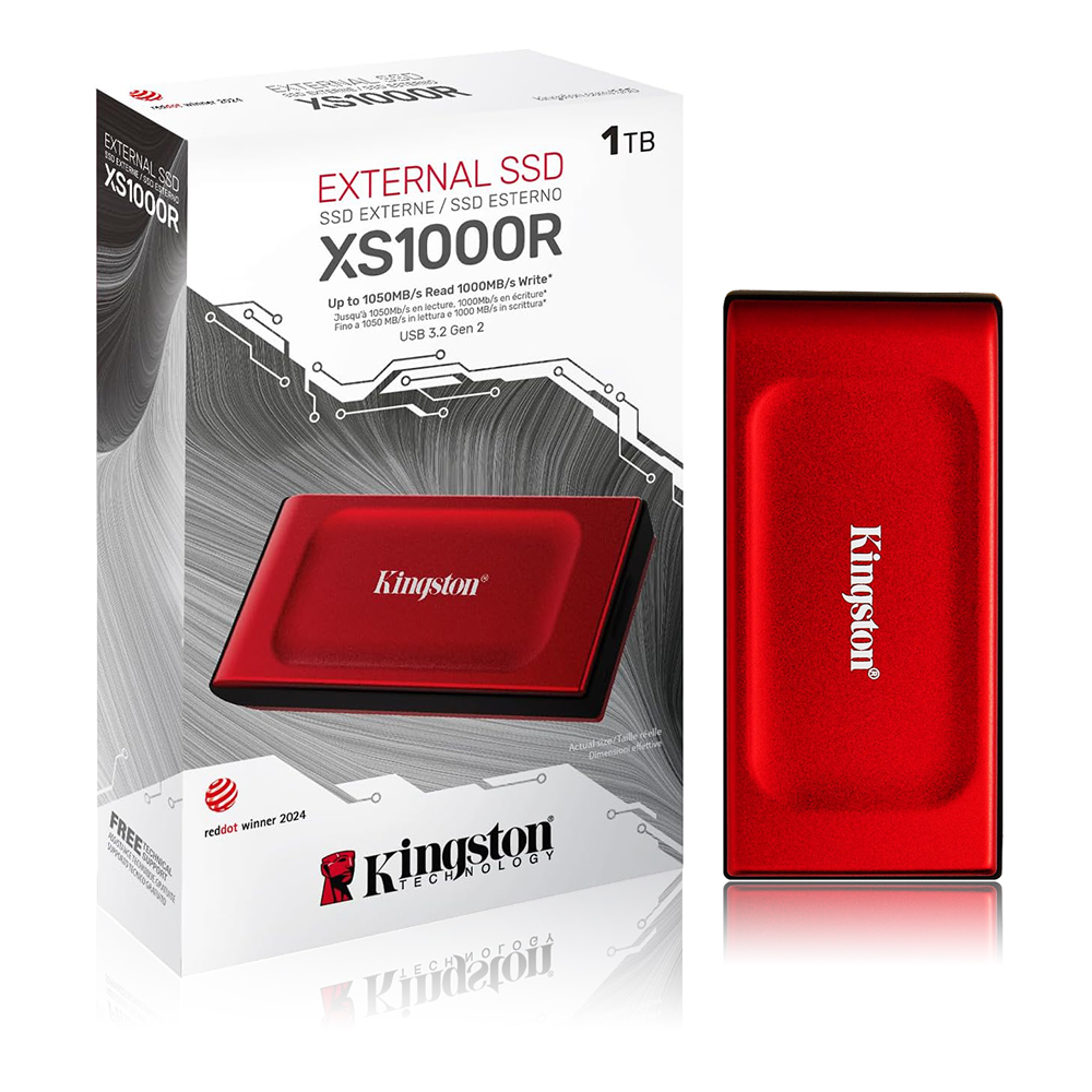 【Kingston】XS1000R External SSD 1TB 紅色 外接式 USB 3.2 Gen 2 外接式 固態硬碟 讀取速度 1050MB/s, , large