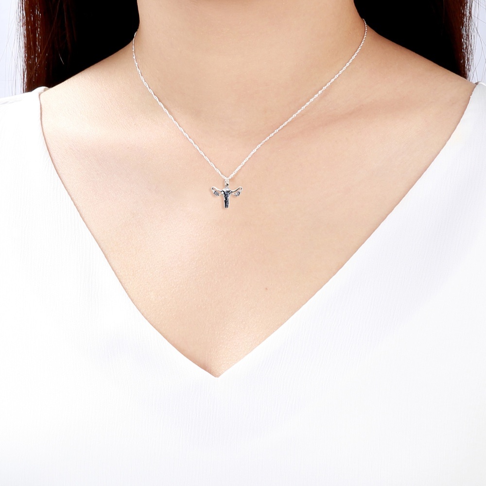 【Angel & Me】Uterus S925 Sterling Silver Organ Necklace Feminine Power Mother Day, , large