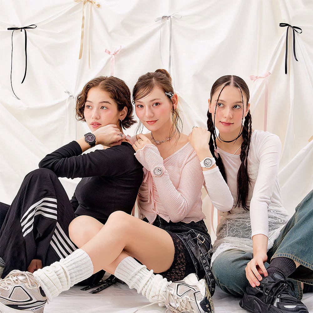 CASIO 卡西歐 BABY-G 緞帶雙顯女錶-黑/粉色 BGA-290RA-1A, , large