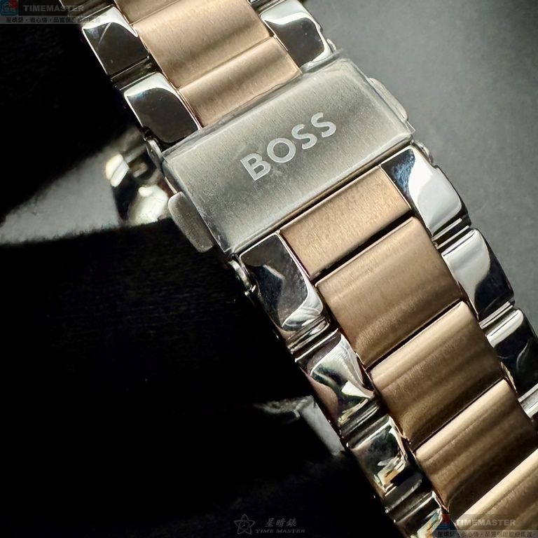 [星晴錶業]BOSS手錶,46mm,HB1513937寶藍色錶面寶藍錶殼金銀相間精鋼錶帶款, , large