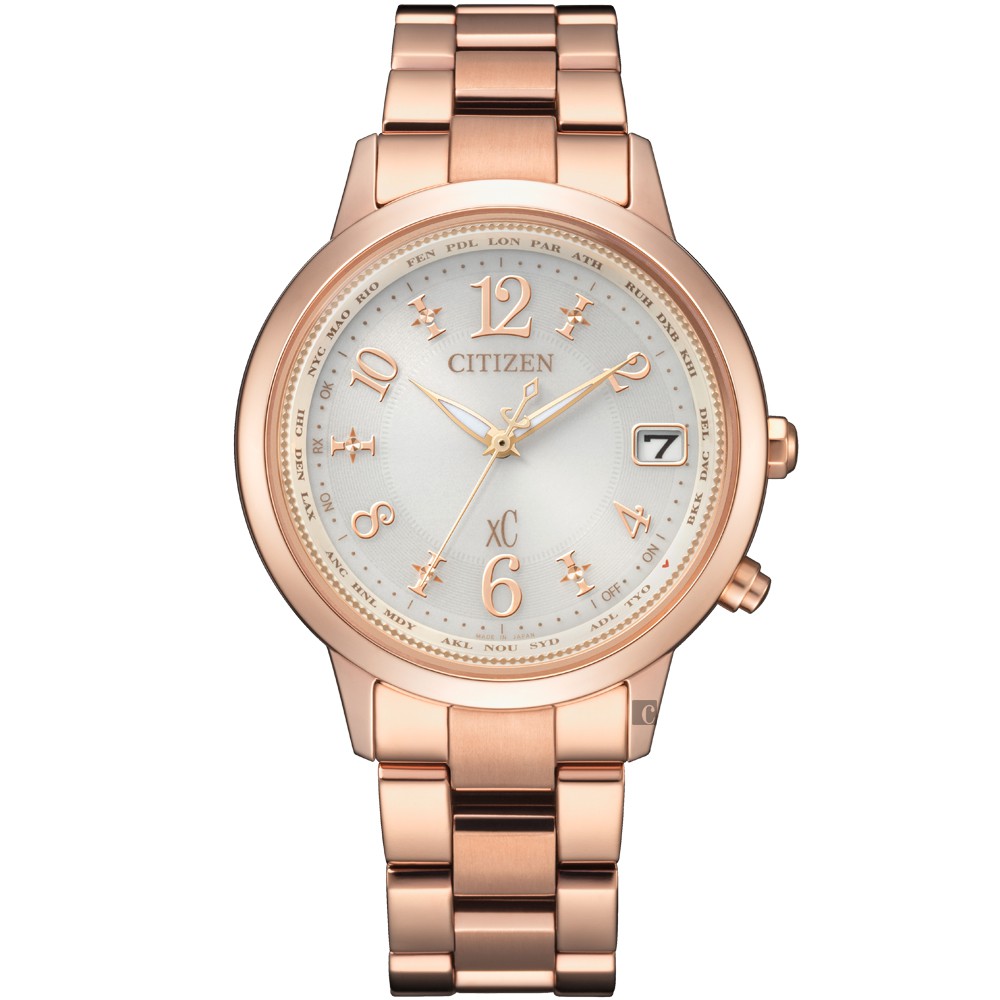 CITIZEN 星辰 XC 亞洲限定 Hebe田馥甄廣告款 鈦 光動能電波萬年曆女錶 CB1107-58A, , large