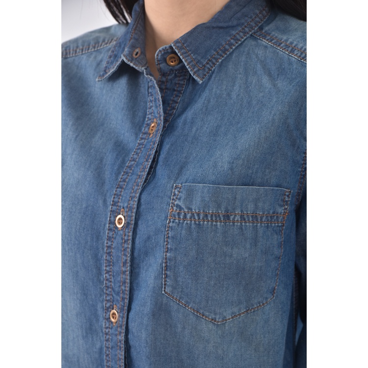 (S) mayson grey丹寧牛仔棉質純棉藍色長袖上衣二手衣, , large