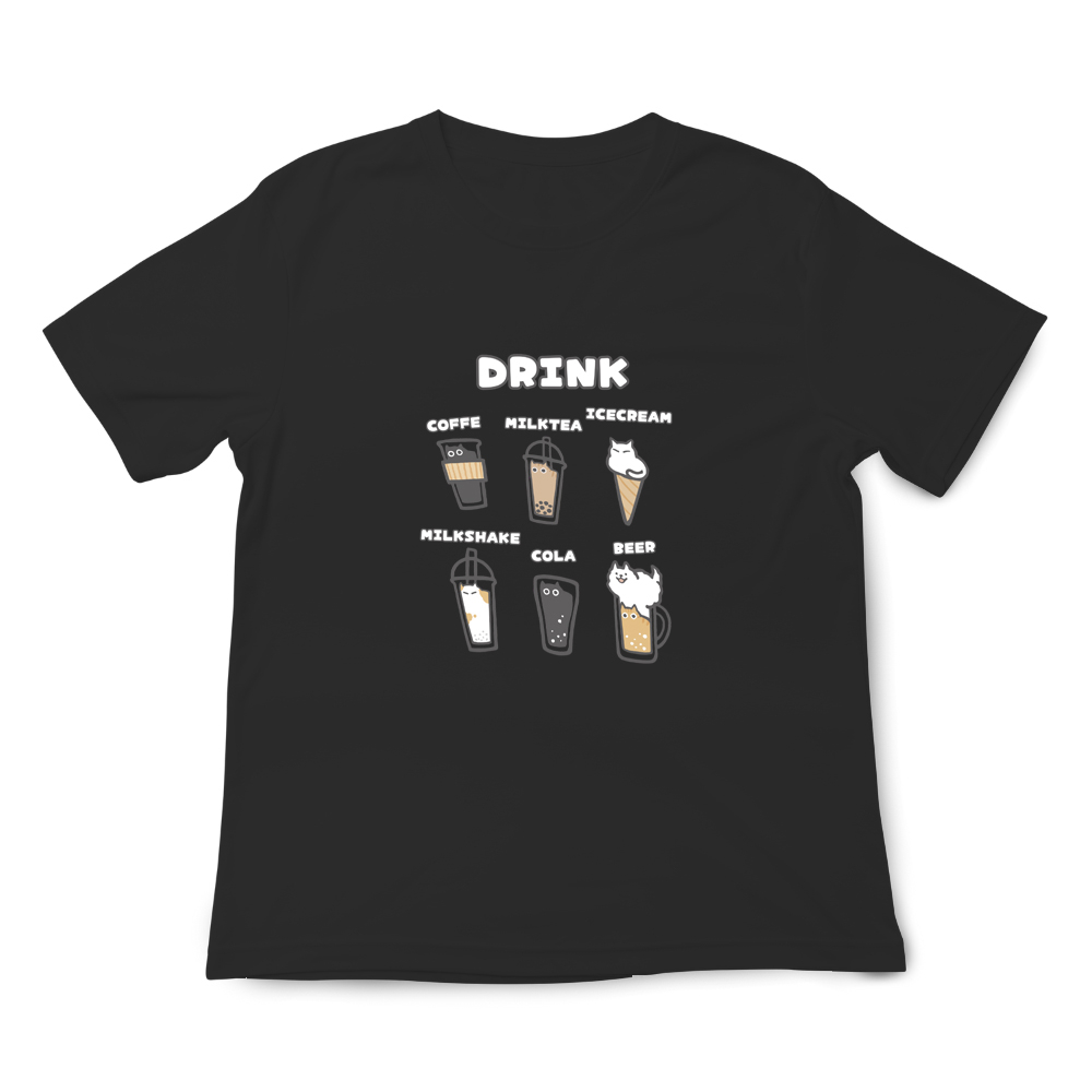 JZ TEE 萌寵飲品 印花短袖T恤, , large