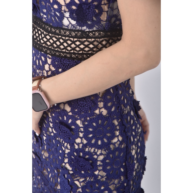 (S) self portrait質感棉質純棉無袖藍色洋裝二手衣, , large