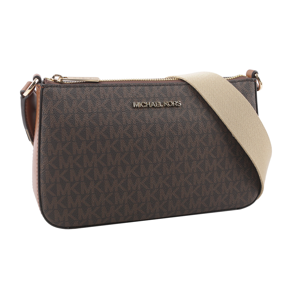 Michael Kors 金字塗層帆布附小袋三合一斜背包/咖啡色, , large