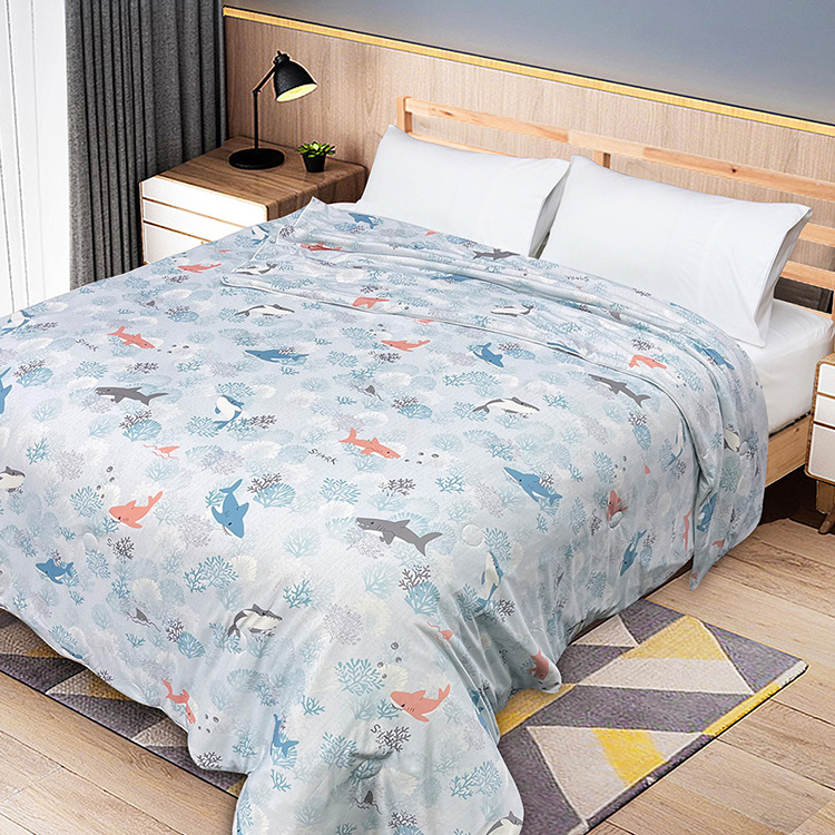 【多利寶寢具】INDIAN 雪肌涼感紗夏涼被-鯊魚伊甸園, , large