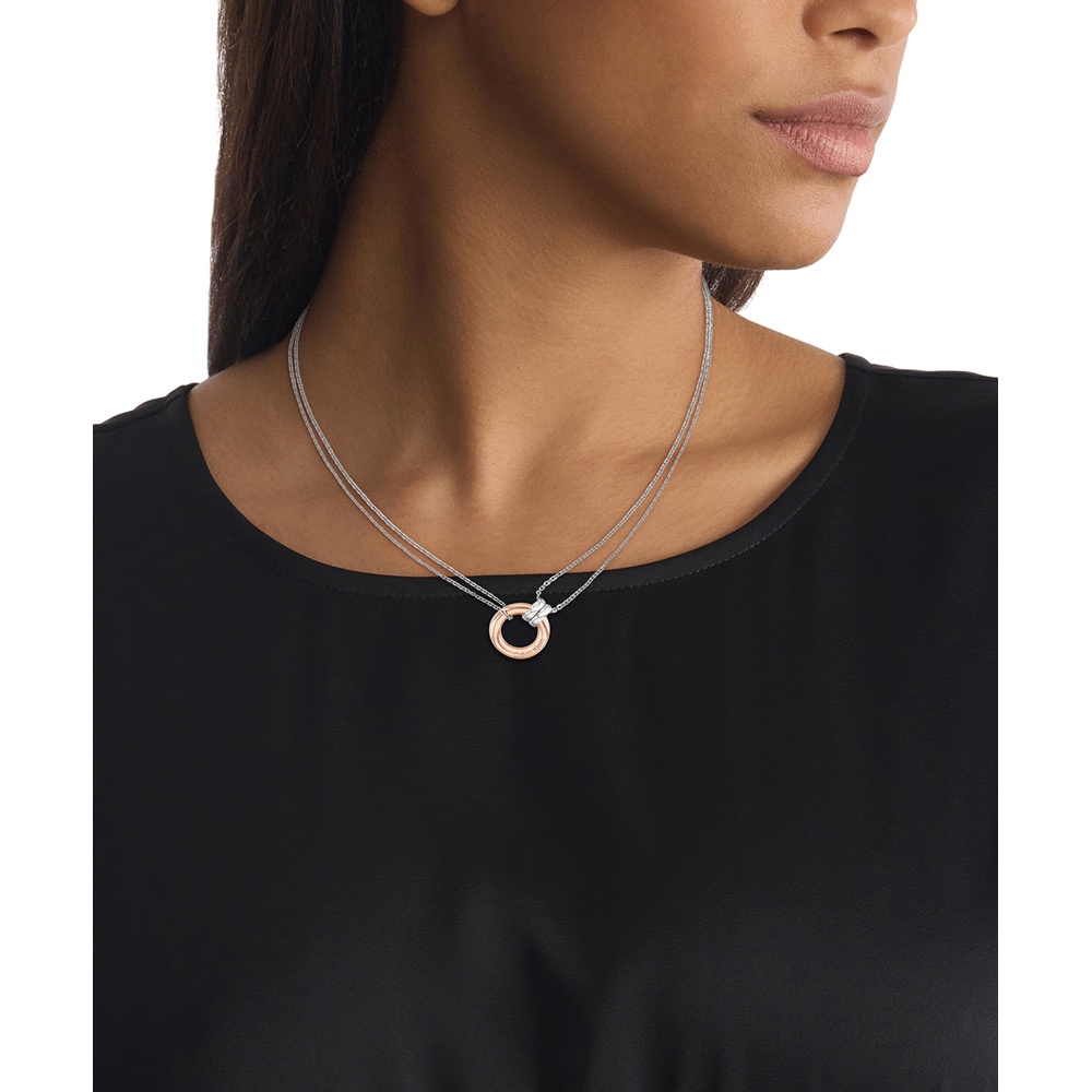 Calvin Klein CK 玫瑰金圓形墜飾項鍊 禮物 送禮(35000631), , large