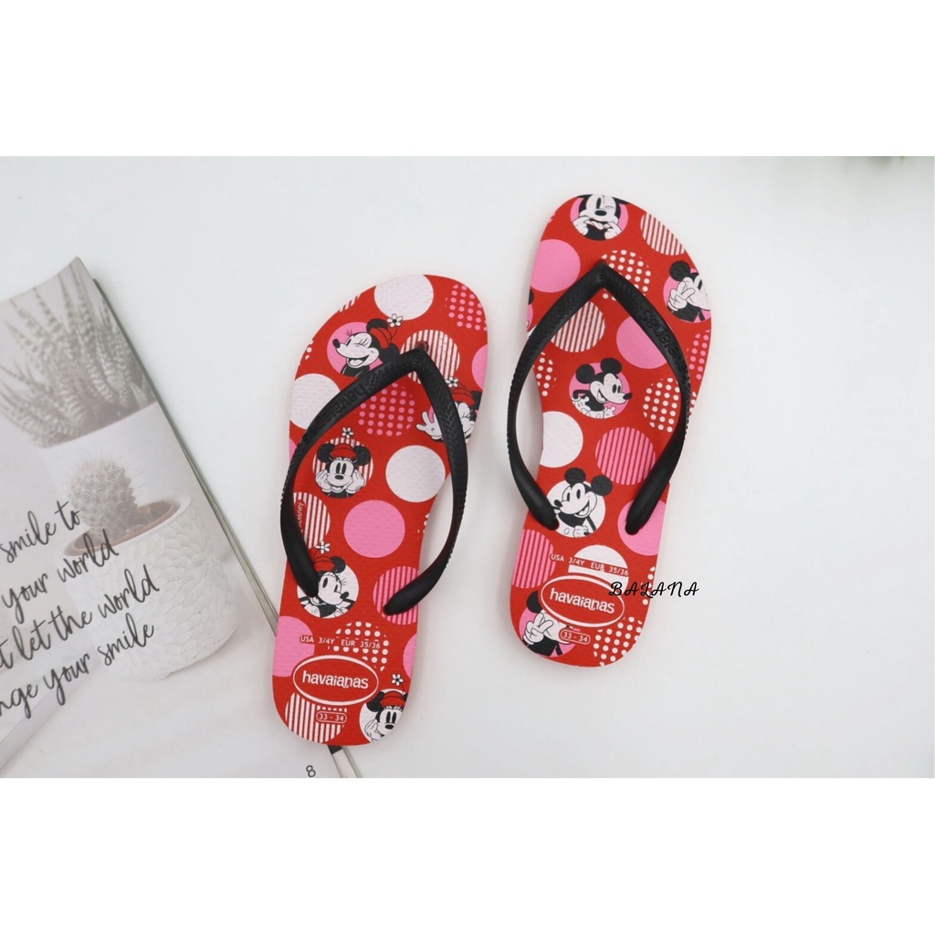 『限時優惠』[巴拉娜巴西人字拖專賣店]中壢實體店面 Havaianas SLIM DISNEY米妮 哈瓦仕 夾腳拖/人字拖鞋 黑紅帶沙灘 海灘, , large