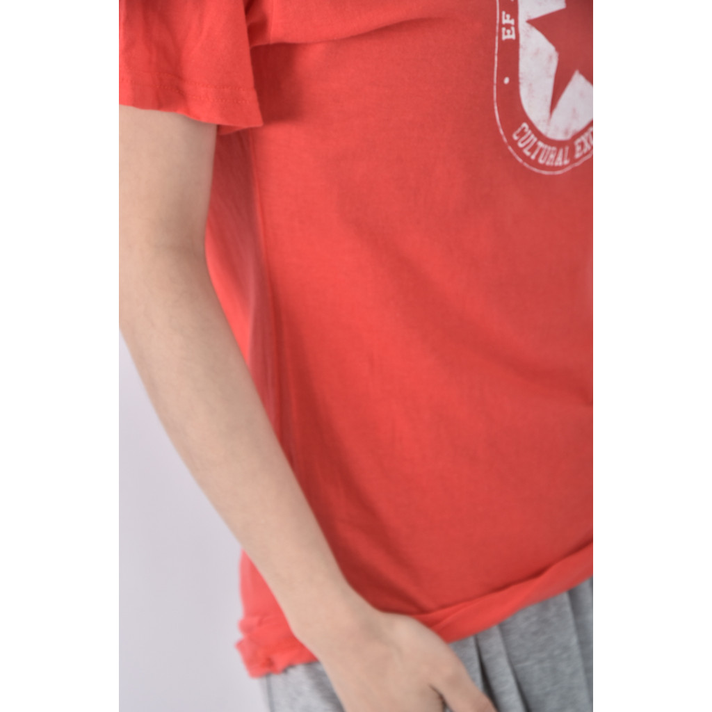 (L) 圓領紅色短袖上衣二手衣, , large