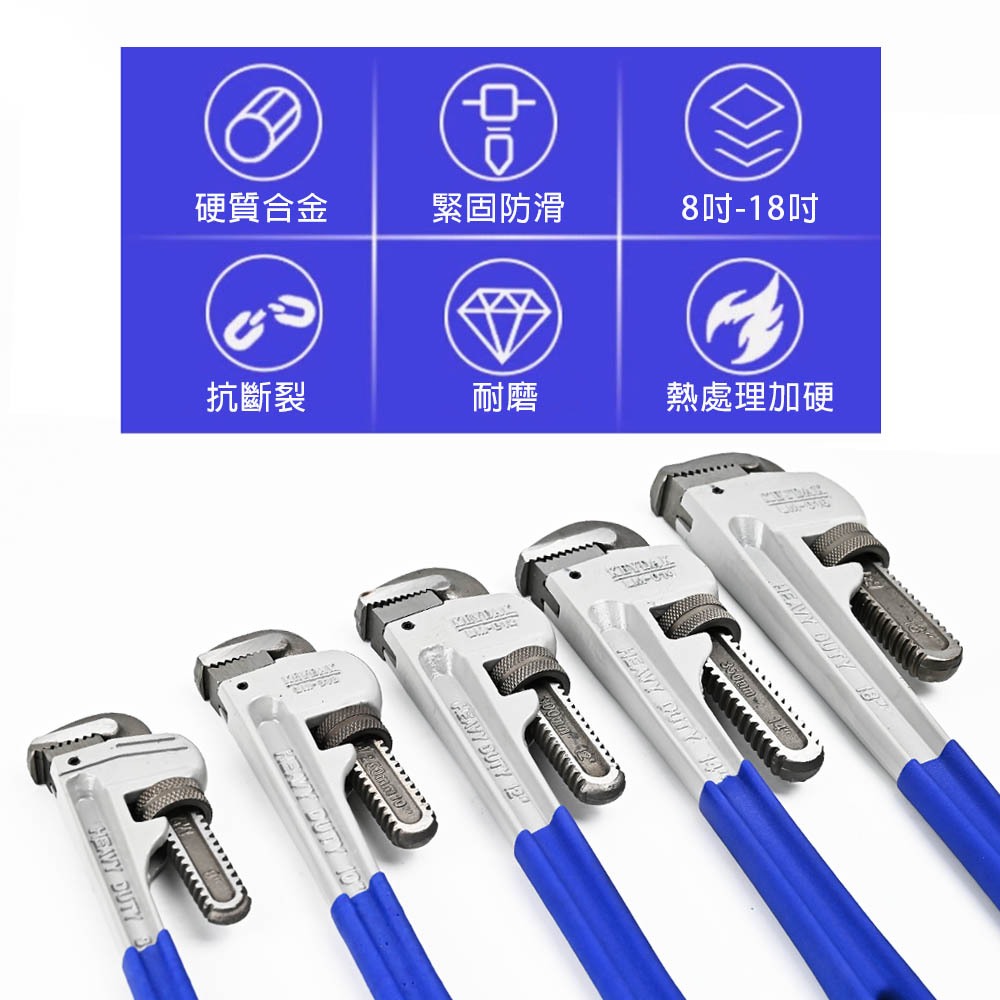 8吋~18吋美式管子鉗 水管鉗 幫浦鉗活動板手 馬達扳手 馬達鉗 夾鉗 螺帽鉗 管仔鉗 多功能水管扳手, , large