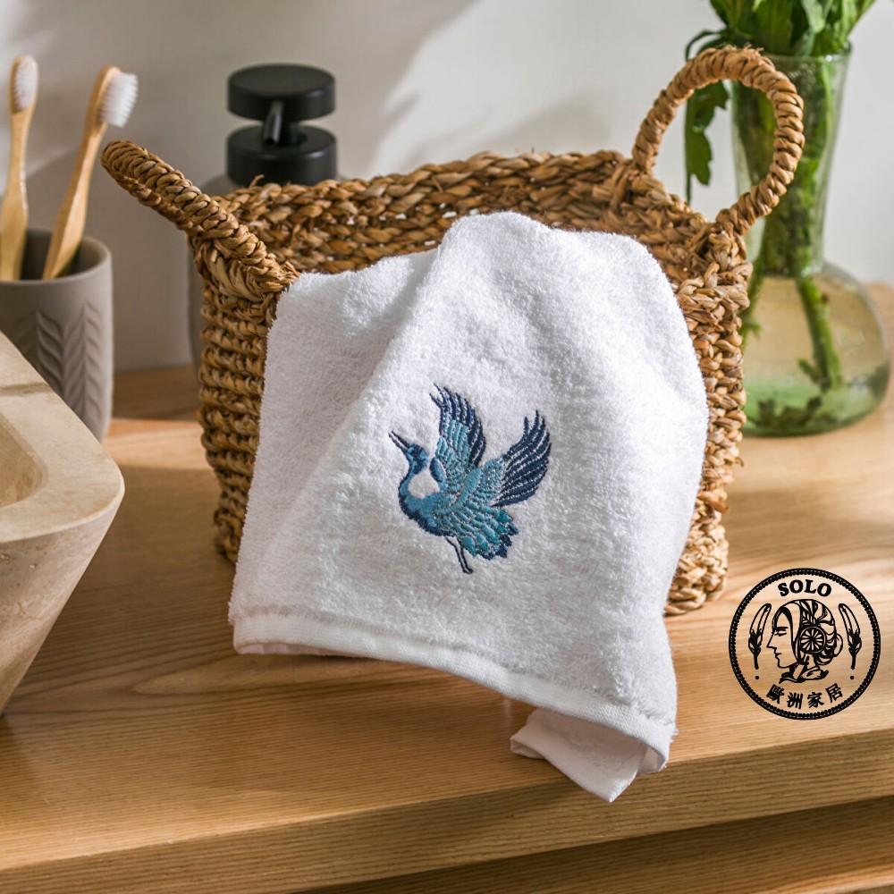 【SOLO歐洲家居】LCW Home 土耳其製 50x80cm 藍鶴繡花純棉毛巾 100%純棉 超吸水, , large
