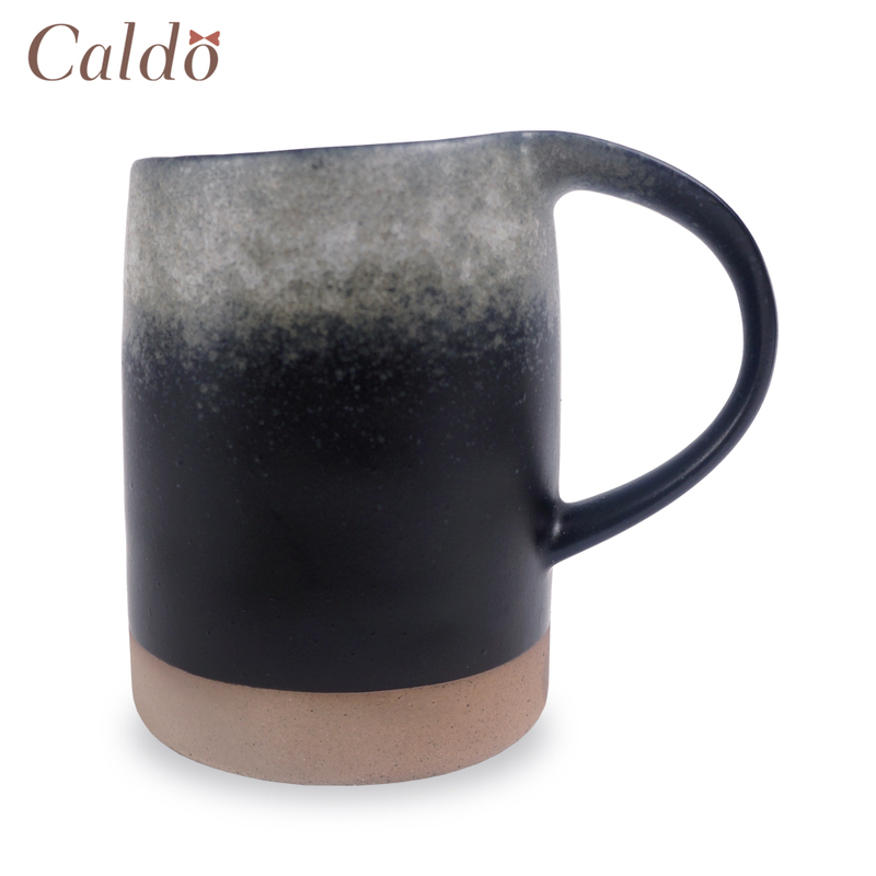 [ Caldo卡朵 ] 率性潑墨復古粗陶馬克杯 450ml-灰黑, , large