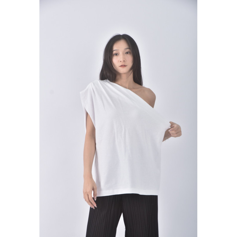 (L) zara質感單肩白色上衣二手衣, , large