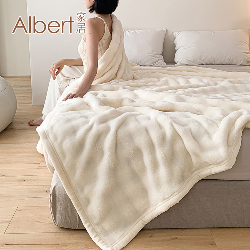 【Albert bedding】Rabbitblanket_MilkWhite, , large