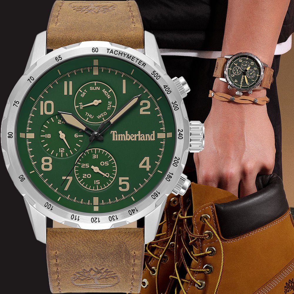 Timberland 天柏嵐 CAMPTON系列 三眼多功能手錶-綠 TDWGF0055402, , large