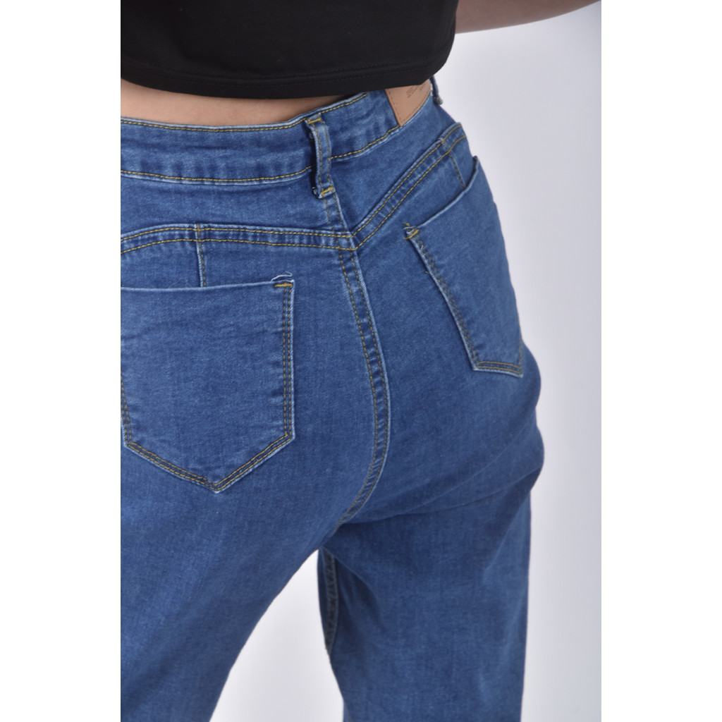 (S) classic韓牌高腰丹寧牛仔藍色長褲二手衣, , large