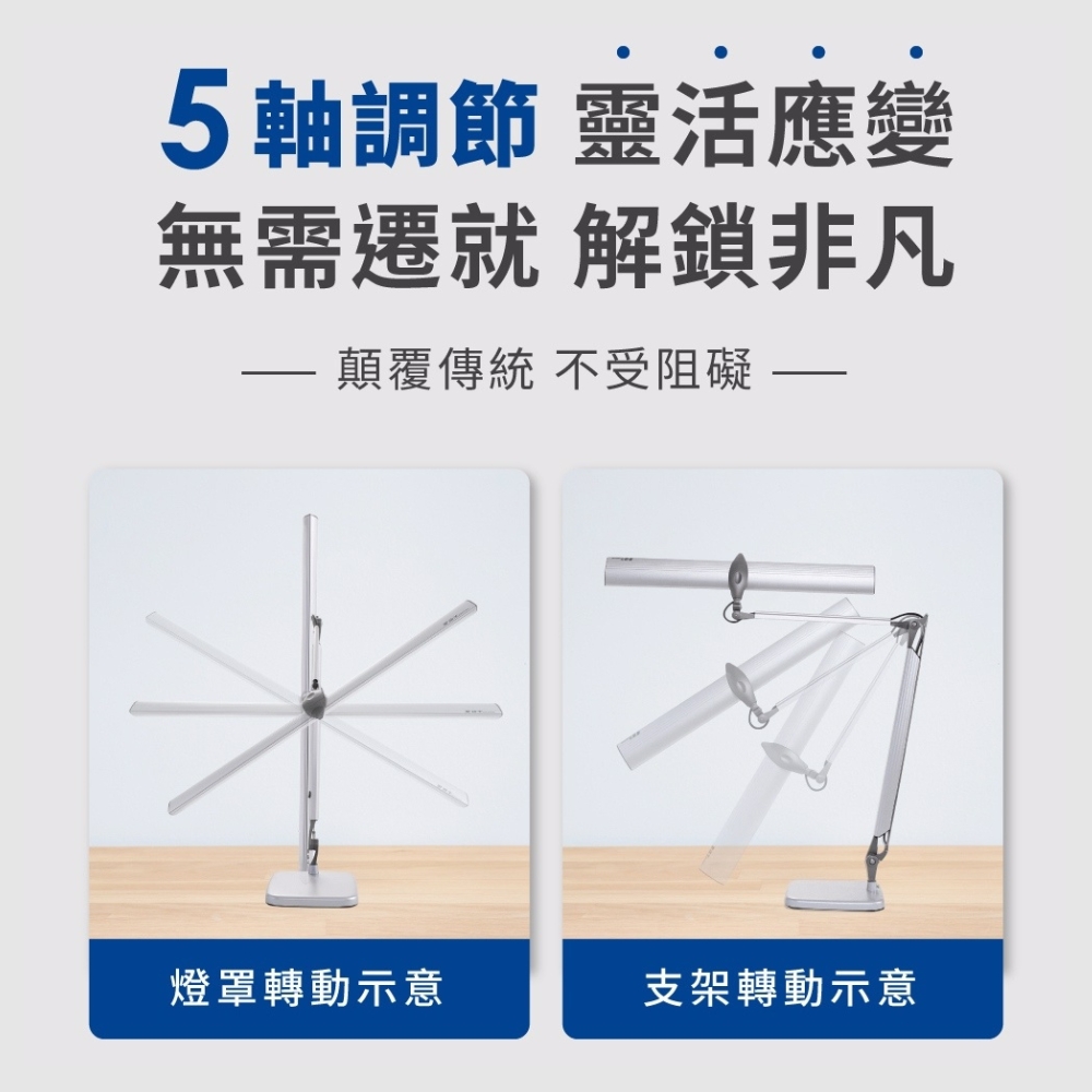 【 愛迪生 】Extra 可調光調色 LED 雙臂閱讀燈 檯燈 夾燈 桌夾 底座兩用 / 桌夾底座款, , large