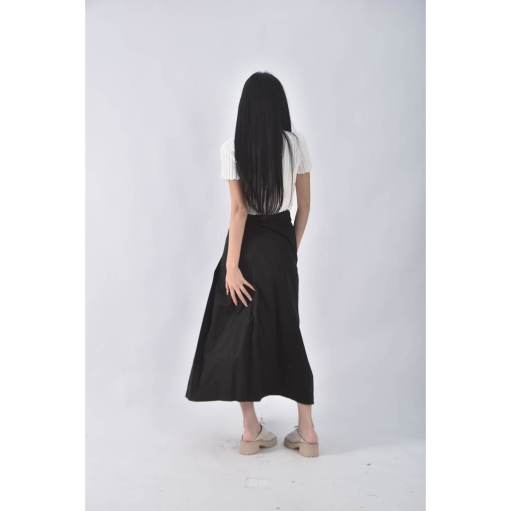 (M) la mode棉質純棉黑色長裙二手衣, , large