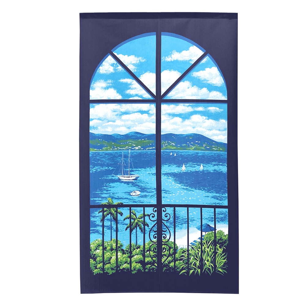 日本製【コスモ】長門簾《帆船海景》, , large