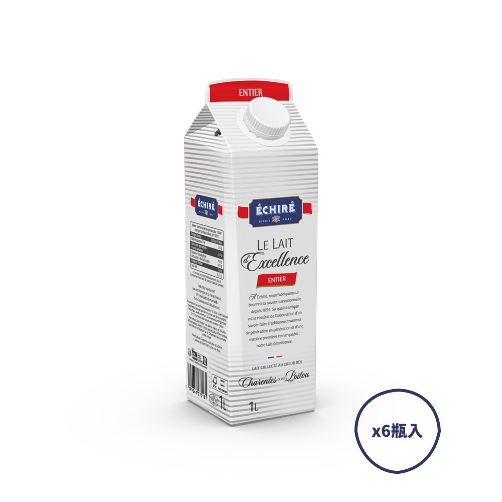 【聯馥】法國艾許ECHIRE全脂牛乳 1L X 6瓶/箱, , large