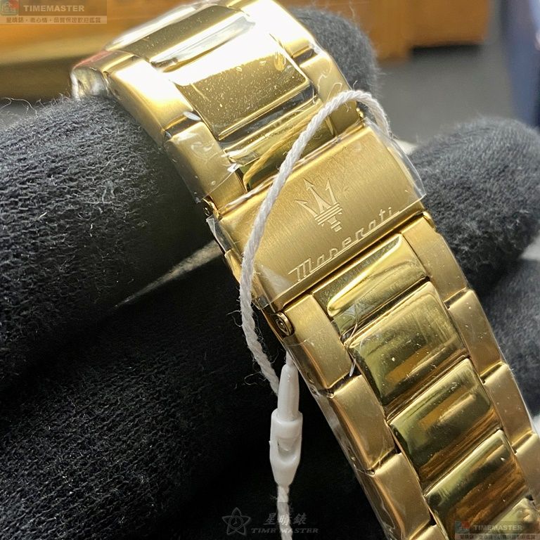 [星晴錶業]MASERATI手錶,44mm,R8873640005金色錶面綠金錶殼金色精鋼錶帶款, , large