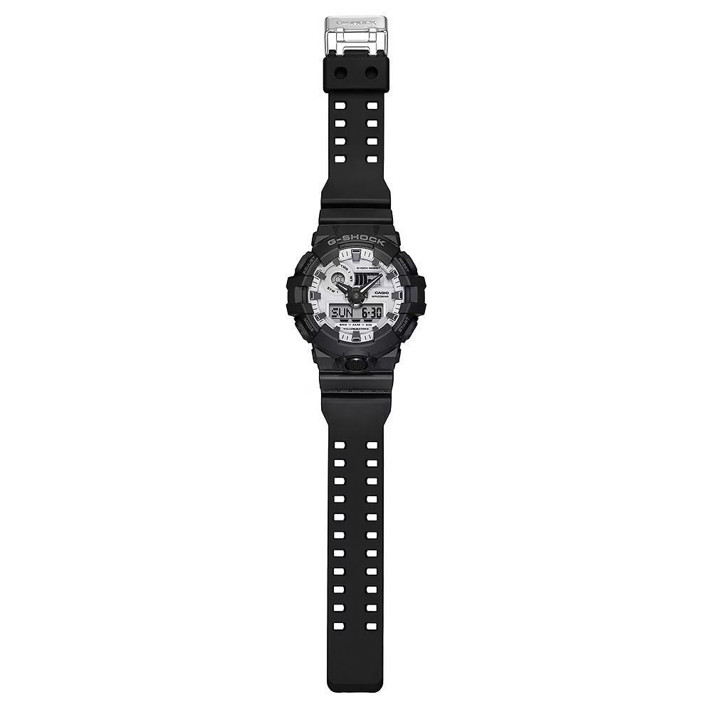 CASIO 卡西歐 G-SHOCK 黑白經典雙顯手錶 GA-700WD-1A, , large