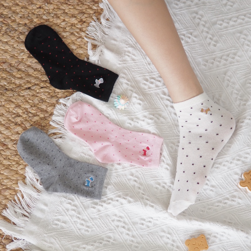 [Kaimei Cotton] 10 pairs of random excellence MIT Taiwan made dot embroidery pure cotton children's socks exquisite pattern design 3-6 years old, , large