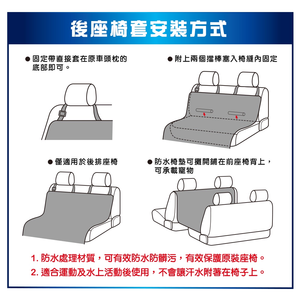 [威力車坊]日本【BONFORM】4361-04 黑色防水後座椅套, , large