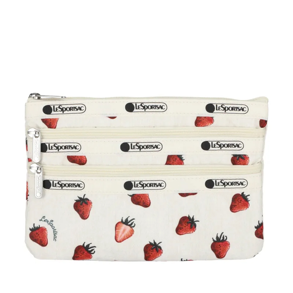 |快速出貨|Lesportsac 3-zip Cosmetic 三層拉鍊化妝包 送禮推薦-莓果輕舞, , large